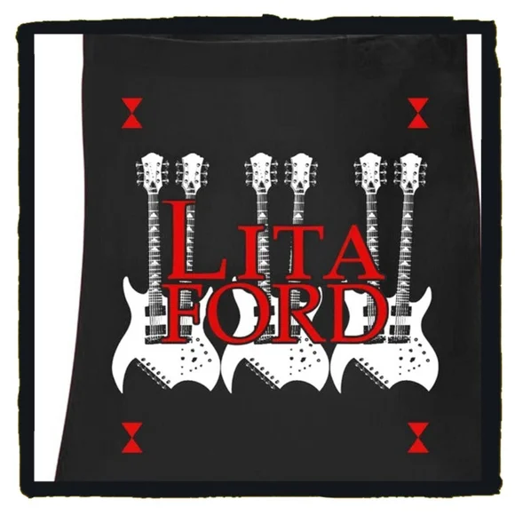 🎸 Lita Ford 🎸 Double Neck Guitar Logo Canvas Tote Bag ~ Never Used - Picture 2 of 3